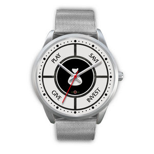 Save-Invest-Give-Play - Silver Watch (10 band options)